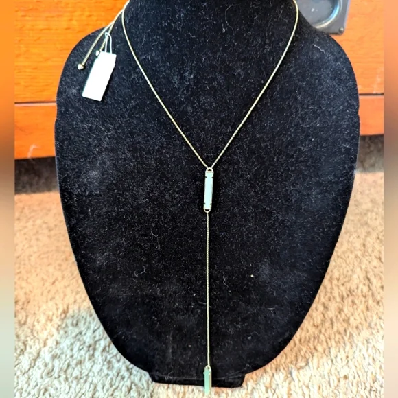 Kendra Scott Lily Y necklace in gold with mint dichroic glass. new with … - Picture 2 of 8